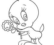 Coloriage Tweety avec un Tournesol