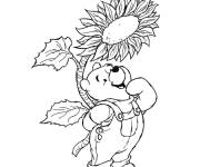 Coloriage Winnie l&rsquo;ourson sous le tournesol
