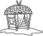 Coloriage Cabane tiki tropicale