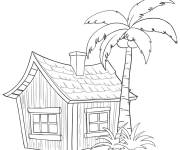 Coloriage et dessins gratuit Croquis de maison tropicale facile à imprimer