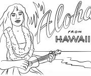 Coloriage Fille hawa&iuml;enne et la danse Aloha