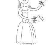 Coloriage et dessins gratuit Fille hula hawa&iuml;enne à imprimer