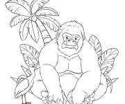 Coloriage et dessins gratuit Gorille dans la jungle tropicale à imprimer