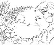 Coloriage Hawaii tropicale