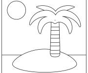 Coloriage &icirc;le d&eacute;serte et soleil Emoji
