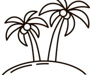 Coloriage &icirc;le tropicale magnifique aux palmiers