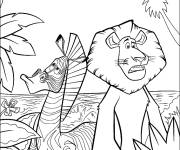 Coloriage et dessins gratuit Marty et Alex dans la jungle tropicale à imprimer