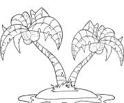 Coloriage Palmes de cocotiers sur l'&icirc;le tropicale
