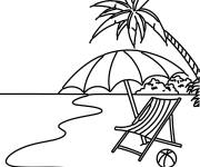 Coloriage Paysage de plage tropicale