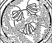 Coloriage Paysage de Poisson dans le algues