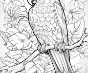 Coloriage Perroquet tropicale &agrave; imprimer