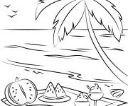 Coloriage Pique-nique dans l'ile tropicale