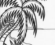 Coloriage Plage tropicale extraordinaire
