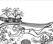Coloriage Plongeuse dans les Maldives