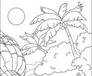 Coloriage Plume et le papillon dans la foret tropicale