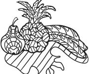 Coloriage poire, ananas, bananes