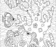 Coloriage Poisson- papillon et r&eacute;cif corallien