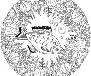 Coloriage Poisson tropicale en mandala
