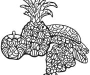 Coloriage Pomme, ananas, banane et raisins