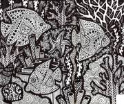 Coloriage r&eacute;cif corallien zentangle