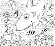 Coloriage Requin et poissons