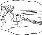 Coloriage Sc&egrave;ne de plage tropicale
