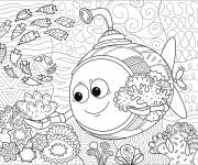 Coloriage sou marin et le r&eacute;cif corallien