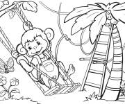 Coloriage Un singe dans la foret tropicale