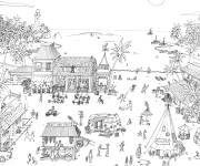 Coloriage Une Village tropical