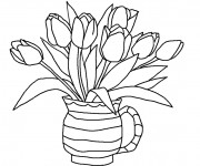 Coloriage Bouquet de Tulipe à La Maison