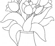 Coloriage Des Tulipes Dans La Vase