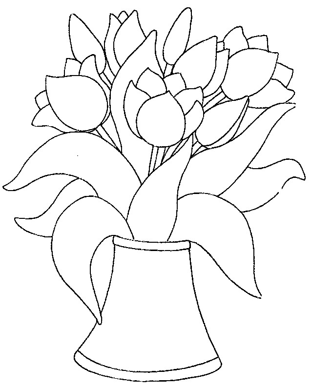Coloriage et dessins gratuits Des Tulipes Dans La Vase à imprimer
