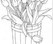 Coloriage Pot de Fleurs de Tulipe