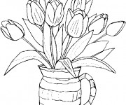 Coloriage Vase à Fleur Tulipe