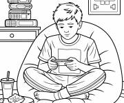 Coloriage Ado en jouant sur son smartphone
