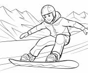 Coloriage Ado fait du snowboard