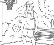 Coloriage Ado jouant au basket