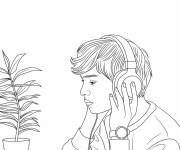 Coloriage Ado portant un casque