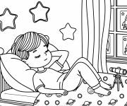 Coloriage Adolescent allong&eacute; sur son lit