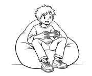 Coloriage Adolescent avec manette de jeu