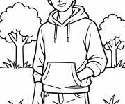 Coloriage Adolescent dans la foret