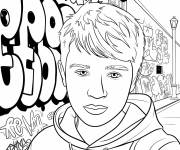 Coloriage Adolescent devant un mur couvert de graffitis
