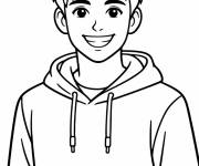 Coloriage Adolescent en noir et blanc