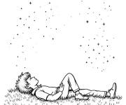 Coloriage Adolescent en regardant les &eacute;toiles