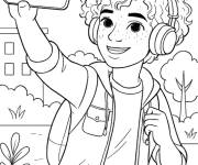 Coloriage Adolescent et le selfie dans la nature