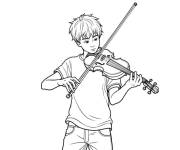 Coloriage Adolescent joue au violon