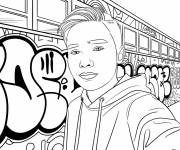 Coloriage Adolescent prenant un selfie