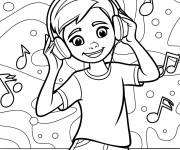 Coloriage Adolescent qui aime la musique