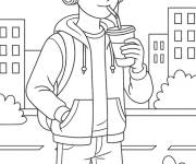 Coloriage Adolescent qui se d&eacute;tend