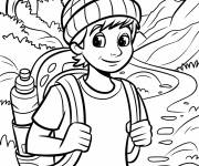 Coloriage Adolescent randonneur